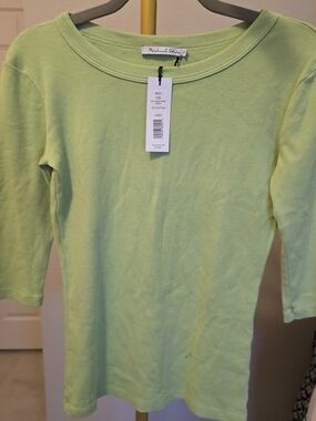 Michael Stars Light Kiwi Green Cotton Boatneck Top
